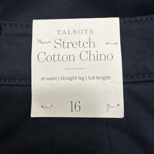 NWT Talbots Stretch Cotton Chino, Navy Blue, SZ 16